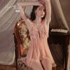 Women's Sheer Mesh Deep V Slit Sleep Dress Costume Set