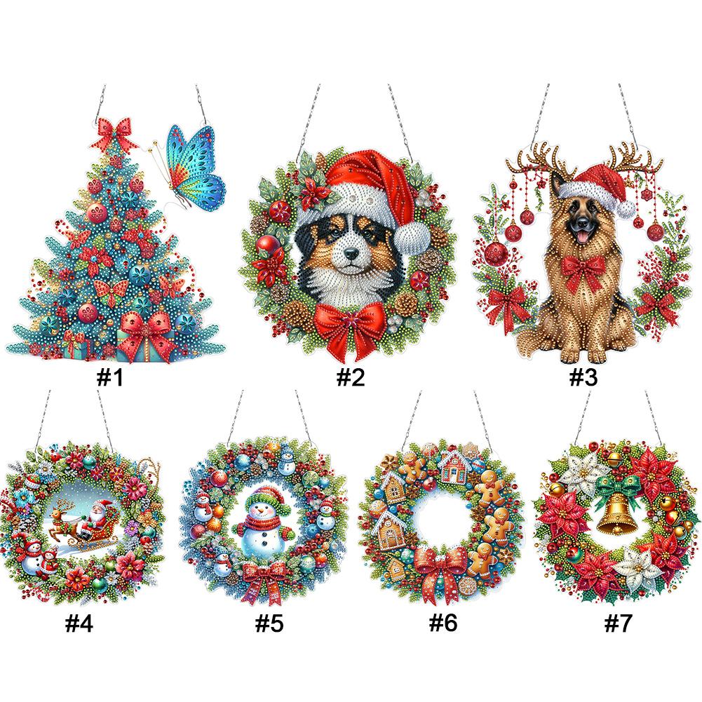 Acrylic Special Shape Xmas Tree and Butterfly Rhinestone Diamond Art Pendants Diamond Painting Hanging Pendant for Wall Window