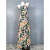 Export Single Lu Home Fashion Beach Style Tropical Rainforest Print Long Summer Elegant Open Back Tied Dress Female