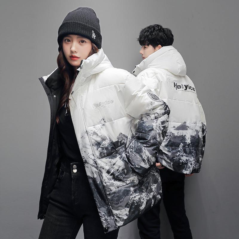 Anti-season Down Jacket Men's and Women's Short Thickened Snow Mountain Gradual Change Color Hooded Jacket Winter New Couple Top