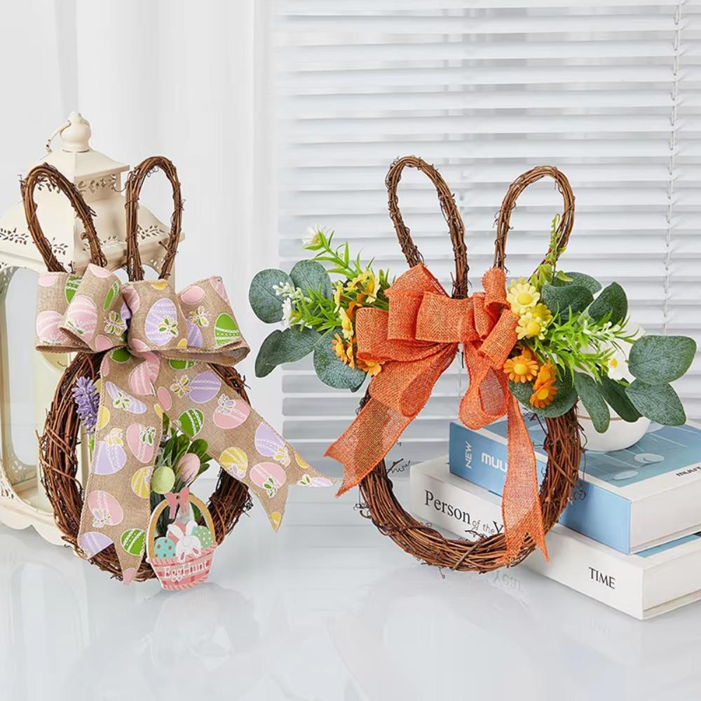 Hangable Easter Egg Door Pendant Decorative Artificial Flower Garland Easter Hanging Wreath  Door