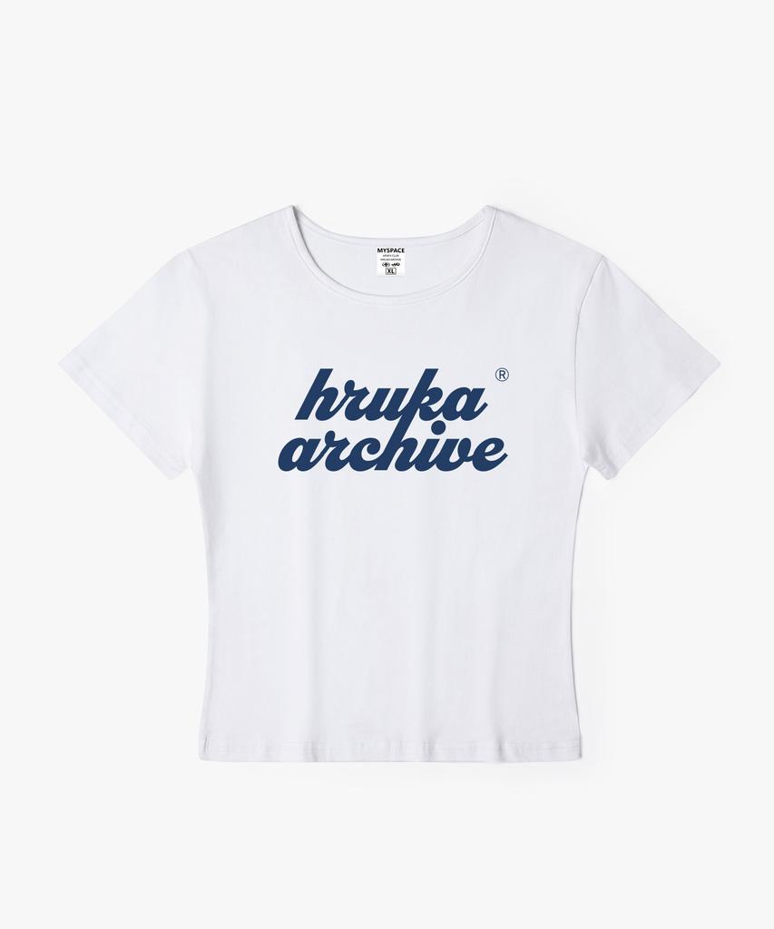 Hilukaakaibeu Overlap Navy Logo Women'S Slim Fit Short Sleeve T-Shirt