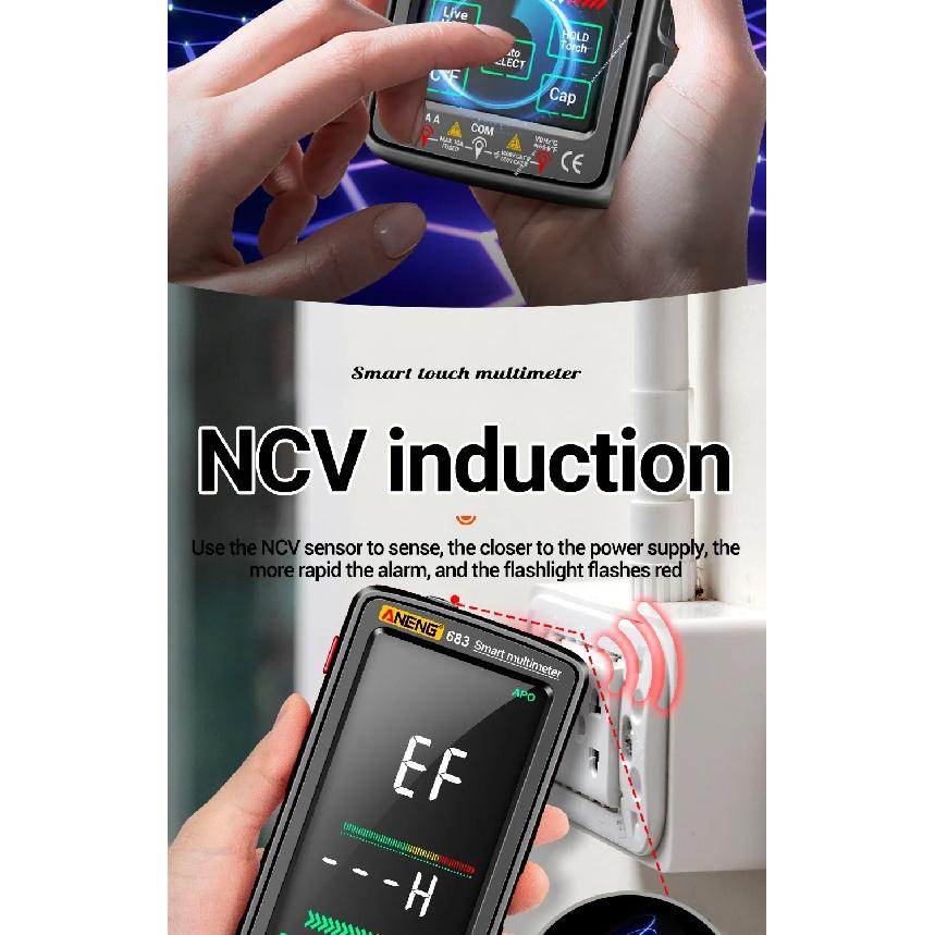 ANENG 683 Smart Multimeter Tester High-end Touch Rechargeable 6000 Counts Multimetro Test Multitester AC/DC Voltage Current Tool