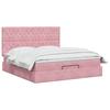 Ottoman Bed with Mattress and LED Pink 140 x 190 cm Velvet