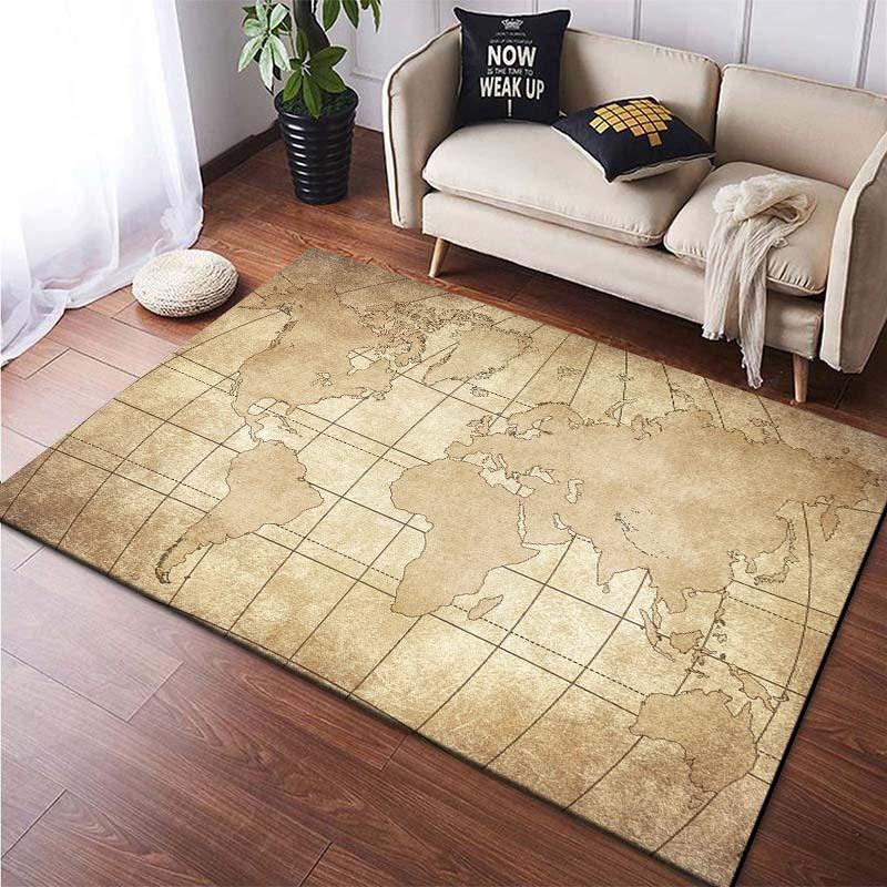 Mappa del Mondo Luminosa Tappeto Nero Stile Moderno Tappeto per Soggiorno con Effetto Luce Notturna Disegno dei Continenti Decorazione per la Casa