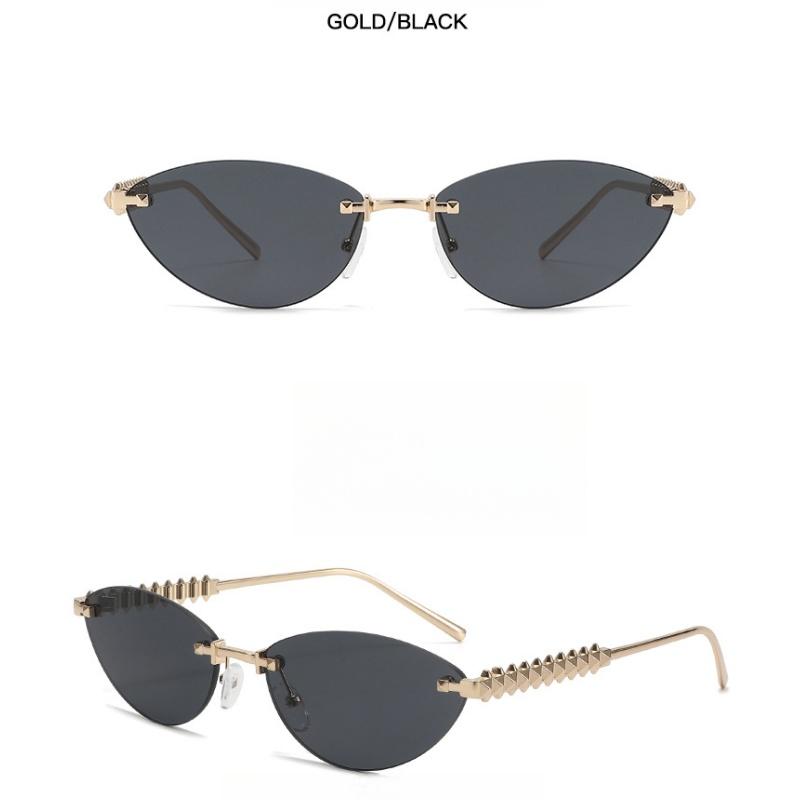 Ladies Sunglasses, Rivet Triangle Cat Eye Sunglasses, Frameless Fashion Sunglasses