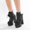 Fashion Bowknot Women's Ankle Boots Lace Up Block Heels 14cm Platform Shoes Side Zipper Ladies Short Boots Sweet Cosplay