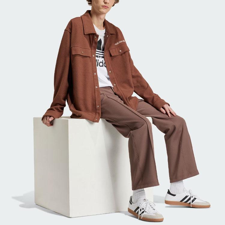 Adidas Originals Premium Ref Pants Solid Color Logo Embroidered Knitted Sports Pants Men Bottoms Rocky-Deep-Earth-Brown IS1415