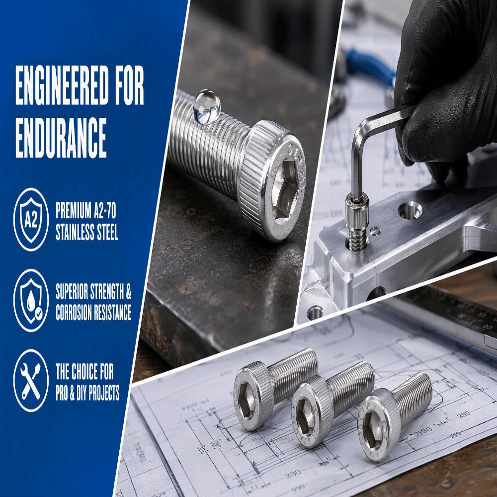 4PCS Stainless Steel Socket Cap Screw Fine Pitch 1.25mm Machine Fastener  For Automotive Industry