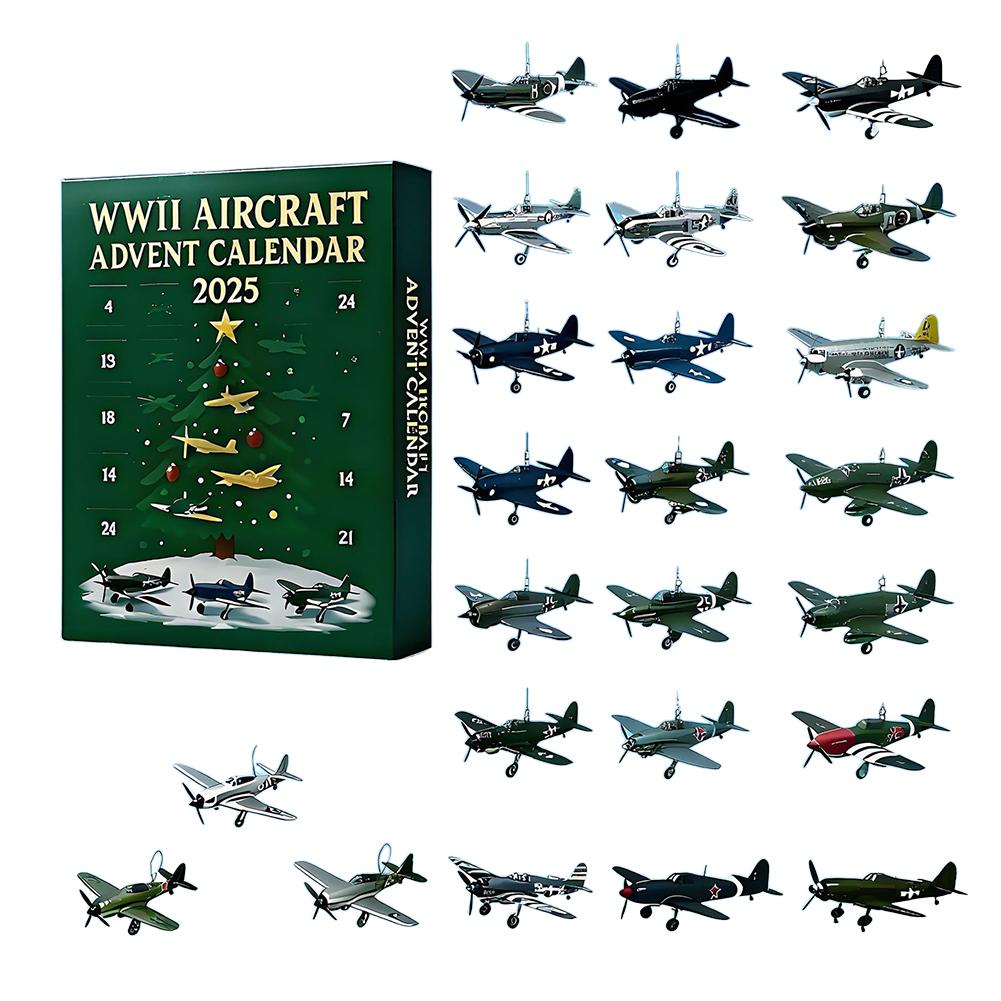

1 Set Aircraft Calendar Military Theme 2025 Advent Calendar Christmas Countdown Fighter Jet Design Collectible Gift Hot Sale 1set зелений