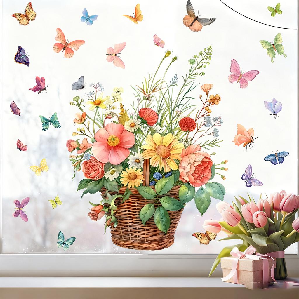 Flower and Butterfly Theme Window Decals Are Suitable for Use As Wall Stickers On Balconies, Bedrooms and Entrance Areas.