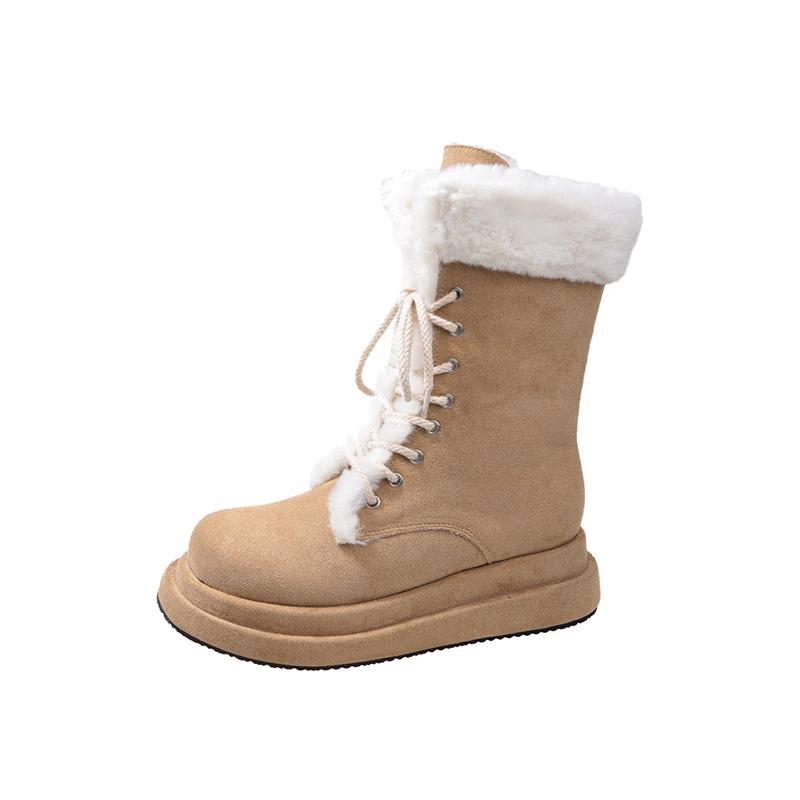 Зимние женские хлопковые сапоги на платформе — фото 7