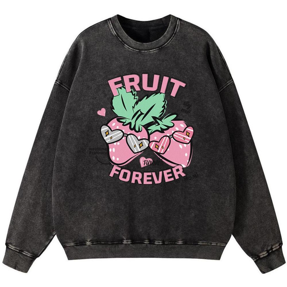 

Персонализированная толстовка из винтажного выстиранного хлопка с клубничкой, повседневная худи в стиле харадзюку, осенние тонкие топы 3XL