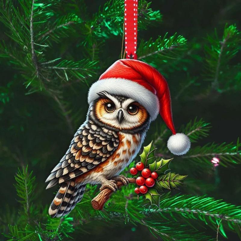 New Acrylic Flat Animal World Christmas Festival Party Pendant for Christmas Tree Decoration Pendant