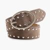 Faux Streetwear Women Leather Rivets Belt With Alloy Metal Buckle For Use Daily