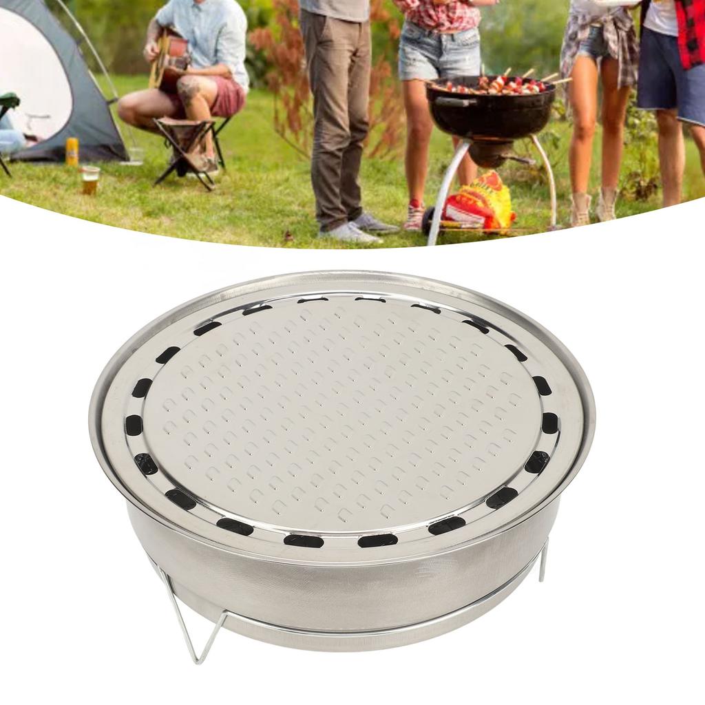 Tragbarer runder Holzkohlegrill Multifunktionaler kompakter Holzkohleofen für Picknick Camping
