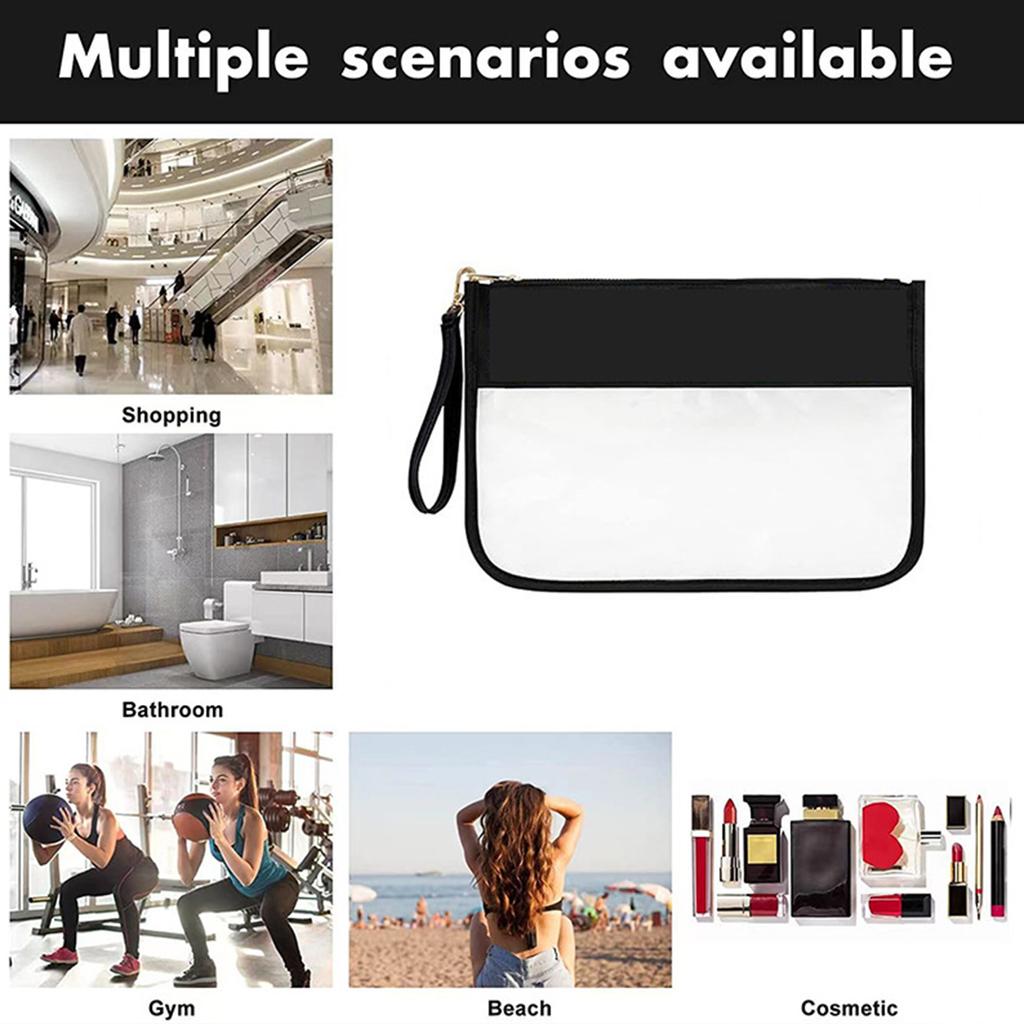 1/2pz Borsa per Trucco Impermeabile e Trasparente, Borsa Piatta da Viaggio in PVC per Conservare il Trucco Contenitore per Trucco