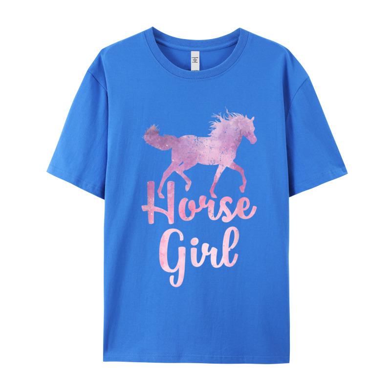 Slogan Horse Girl T Shirt Equestrian Birthday Short Sleeve Valentine Day Tees Funky Round Collar Cotton T Shirt Adult Tshirts