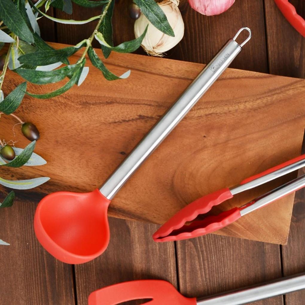 

Vivid stainless steel handle silicone ladle