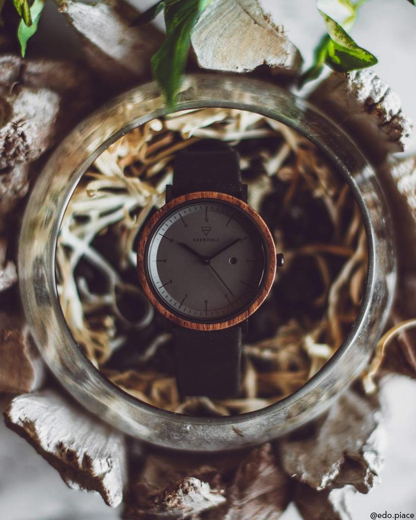 Montre Curbholz AMELIE Bois Design Allemand Étanche Véritable Importation WAME9214 Femme Noir