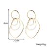Big Metal Multilayer Circle Round Drop Earrings for Women Irregular Geometric Line Hollow Jewelry