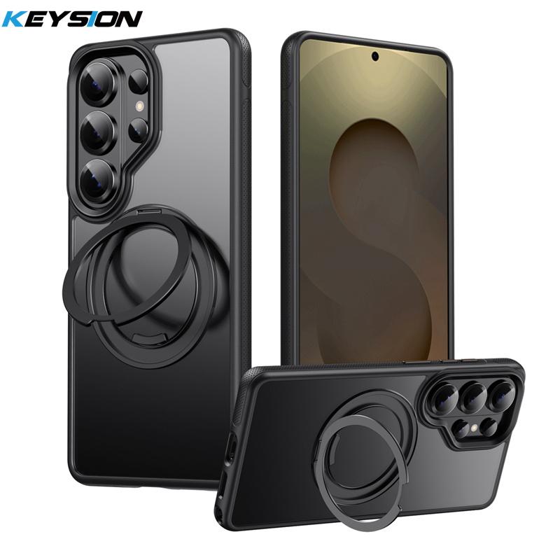 KEYSION N52 Magnetic 360° Ring Stand Case for MagSafe for Samsung Galaxy S26 Ultra 5G S26+ Matte Transparent Shockproof Phone Cover
