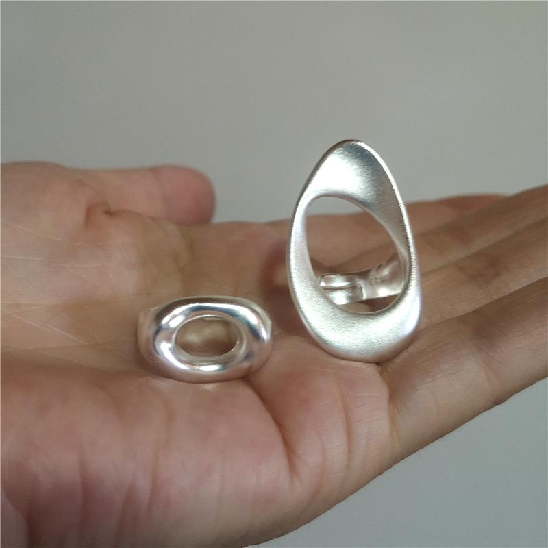 Korean Fashion Hollow Irregular Geometric Silver Color Open Rings For Women Girl Simple Party Aesthetic Jewelry Accessories Gift