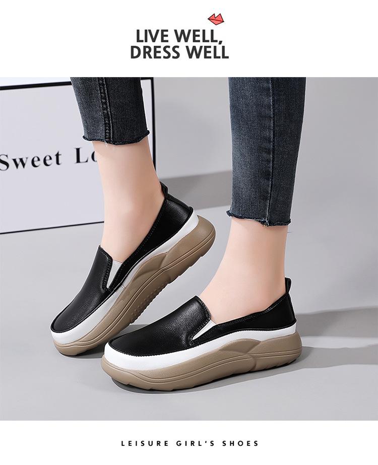 2022 Autumn Women's Ultra-Fiber Thick Sole White Casual Loafers with Color Blocking for Pregnancy