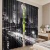 2pcs Stylish Black White Cityscape & Moon Pattern Curtains, Designed for Light Blocking, Premium Material, Suitable for Living R