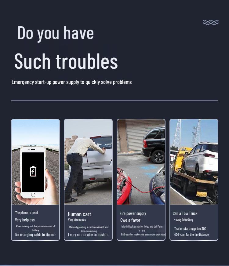 Portable 12V Car Jump Starter Power Bank – High-Capacity Emergency Battery Booster