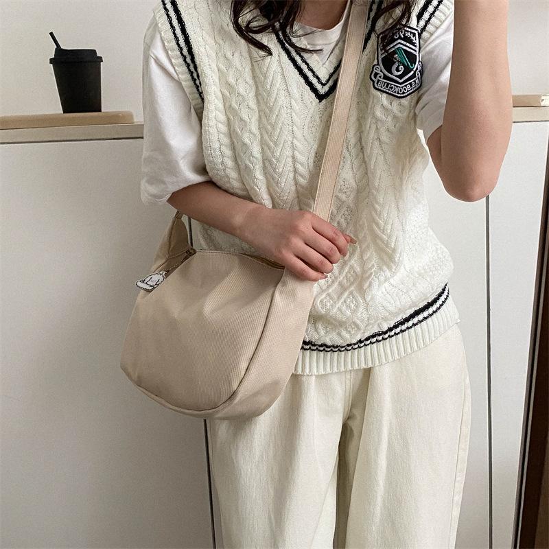New Candy Color Waffle Art Student Versatile Simple Daily Women's Shoulder Crossbody Bag