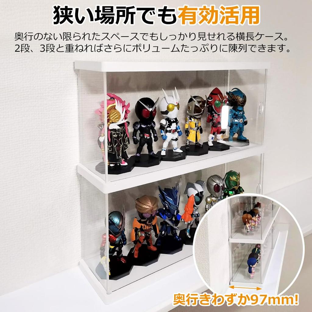 [kuriiro] Display Case, Figure Case, Acrylic Case, Front Door, Assembled, Figure Showcase, Shelf, Horizontal Type, Krs14 (3 Tiers)