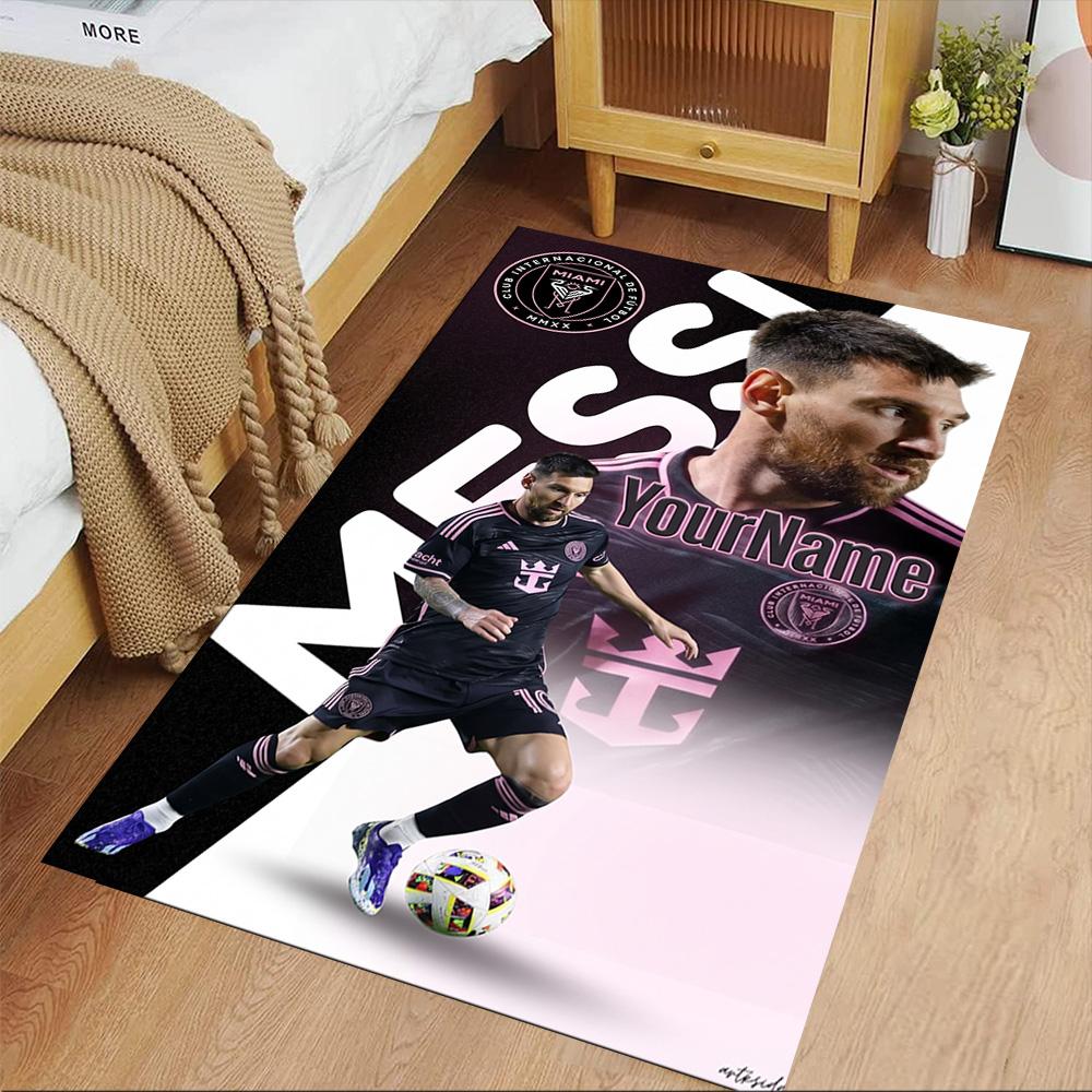 Messi Personalized Name Area Rug Design for Outdoor Decorate Room Hallway Entryway Antislip Carpet Anime Office Decor Gift for Festivals