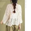 Damen Strickjacke mit Cut-outs Baumwolle Locker Sommer Sonnenschutz Spitze Offen vorne Bluse