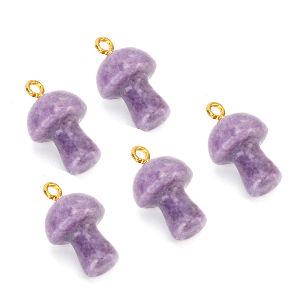5pcs Crystal Mushroom Pendant Natural Crystal Hand Engraved DIY Mushroom Charm for Necklace Bracelet Jewelry Making