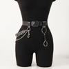 Black Faux Leather Belt with Chain and Ring Detail | Trendy Women's Fashion Accessory | Perfect for Dresses, Jeans, and Skirts