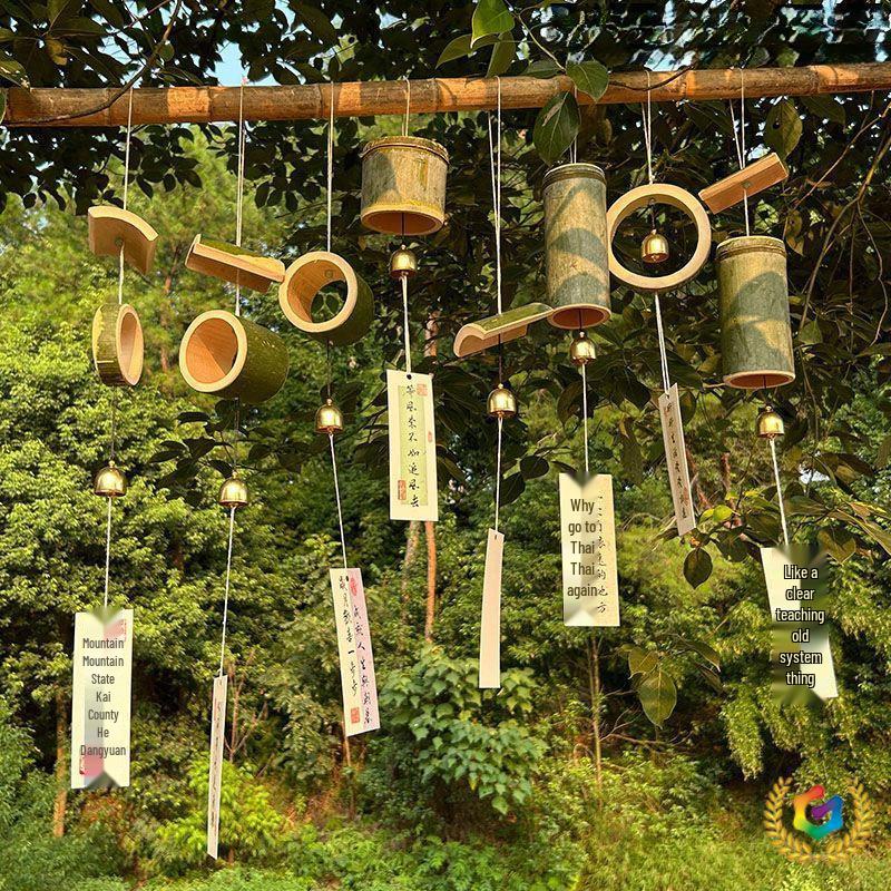 Bamboo Wind Chime Pendant: Retro Chinese Style Outdoor Ornament & Handmade Gift