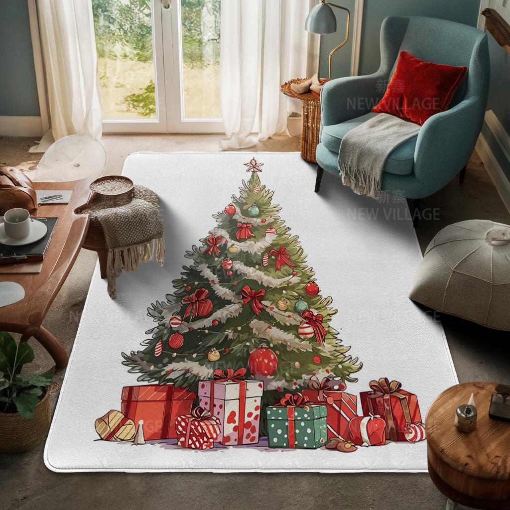 House Entrance Carpet Home Door Mat Living Room Bath Foot Bathroom Non-slip Water Absorption Rugs Bath Merry Christmas Winter