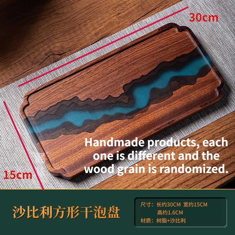 Creative Solid Wood Resin Tea Tray Handmade Solid Wood Splicing Pot Tray Dry Bubble Tray