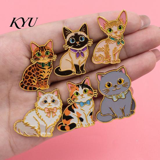 Backpack Pin Enamel Bow Tie Cat Brooch, Cartoon Kitten Metal Badge Lapel Pin, Hats Bags Scarves Clothes Decorative Accessory Brooch