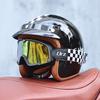 Orz-058C Retro Motorcycle Helmet, Men's and Women's Motorcycle Safety Helmet, Electric Car Four Seasons 3/4 Half Helmet