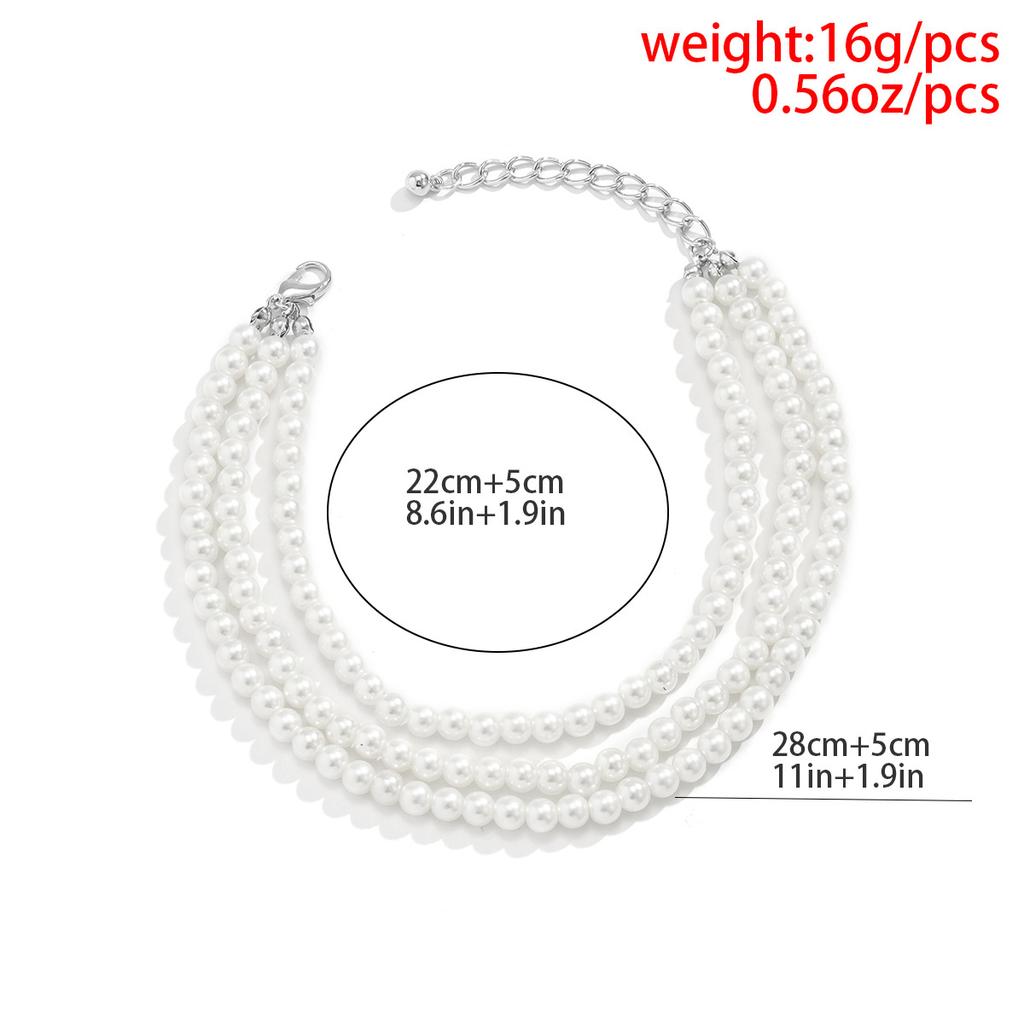 Vintage Round Brand LOVE Engraved Pendant Anklet Women's 2022 Multilayer Imitation Pearl Beaded Anklets Girls Fashion Jewelry