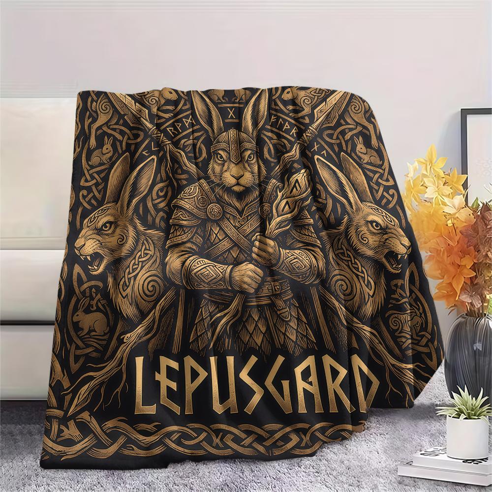 Viking retro animals Print Flannel Blanket,High quality Comfortable for All Seasons,Home Decor,Warmth and Comfort,Perfect for Christmas Gifts