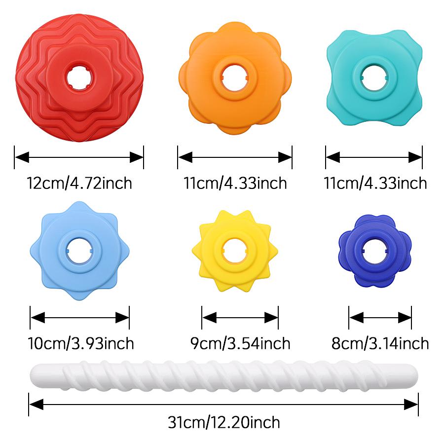 Rainbow Colored Rotating Tower Toy - Multi Part Detachable Stacked Educational Toy - Halloween, Early Education Christmas Gift