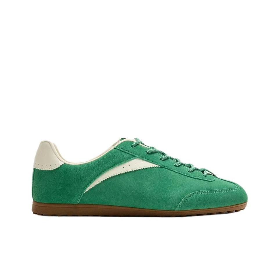 Zara Leather Versatile Low-Top Casual Shoes Men sneakers Green 2253620500