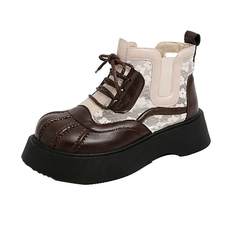 Women's Chunky Sole Ankle Boots - 2025 Summer Mesh Martin Boots Flat Platform Sandal Booties