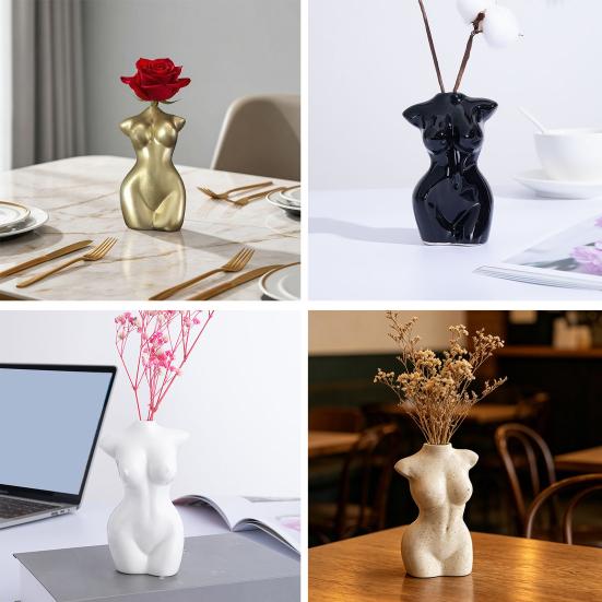 Yousheng Vase Ornament, Women Figure Shape Vase for Flower Arrangement Decoration, Bedroom Living Room Balcony Garden Windowsill Home