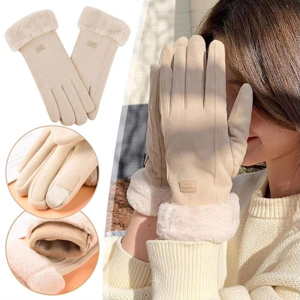 Windproof Winter Warm Gloves Fleece-Lined Windproof Driving Gloves Thermal Cycling Gloves  Cycling