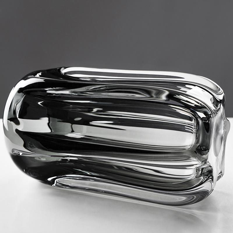 Gray Glass Vase Thick Glass Transparent Hydroponics Terrarium Flower Arrangement Accessories Flower Vases Home Decoration