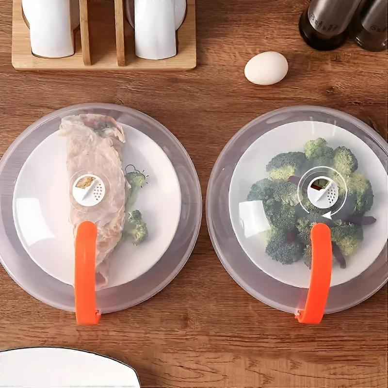 1PCS Microwave Cover For Food With Easy Grab Handle Clear Splash Guard Plastic Lid Mess-Free Food Heating